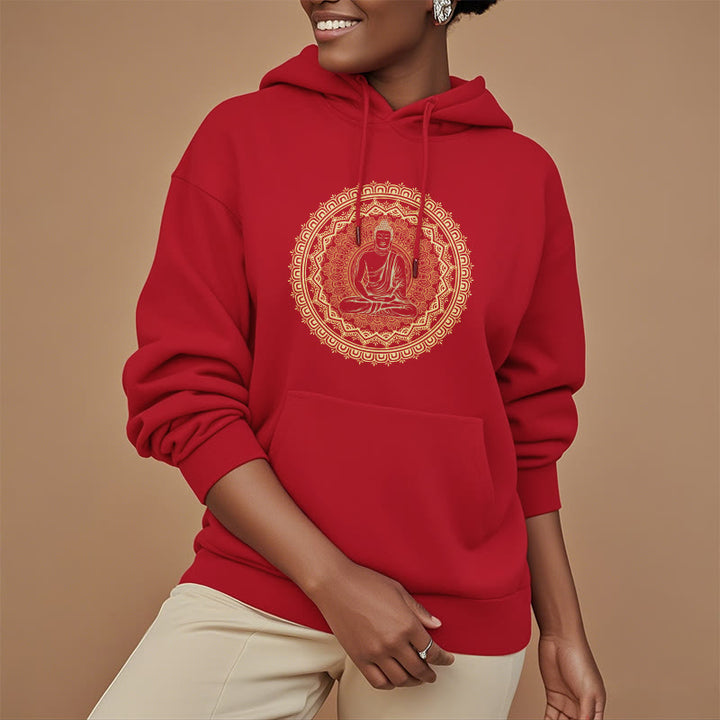 Buddha Stones Mandala Buddha Fleece Lined Hoodie