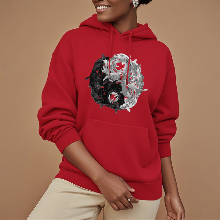 Buddha Stones Yin Yang Koi Fish Interpretation Fleece Lined Hoodie