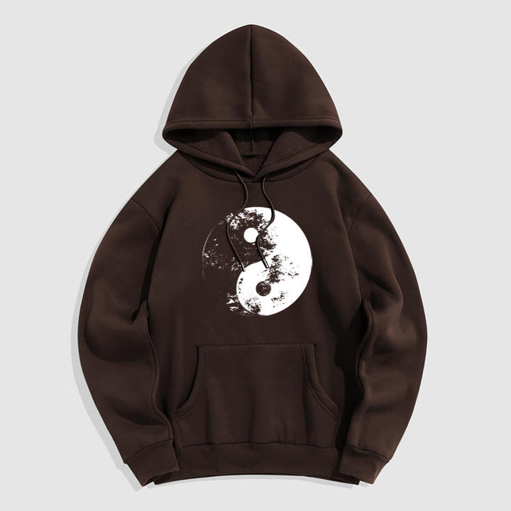 Buddha Stones Yin Yang Tai Chi Pattern Fleece Lined Hoodie