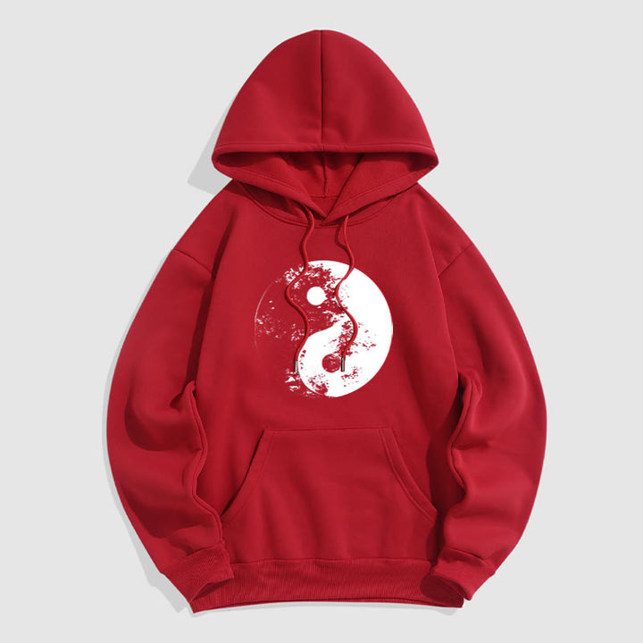 Buddha Stones Yin Yang Tai Chi Pattern Fleece Lined Hoodie