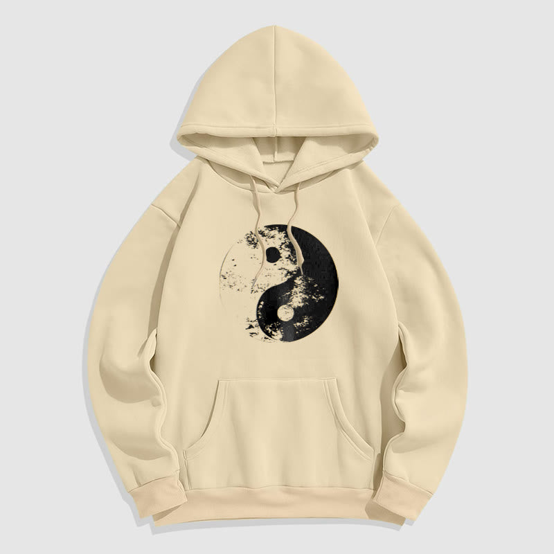 Buddha Stones Yin Yang Tai Chi Pattern Fleece Lined Hoodie