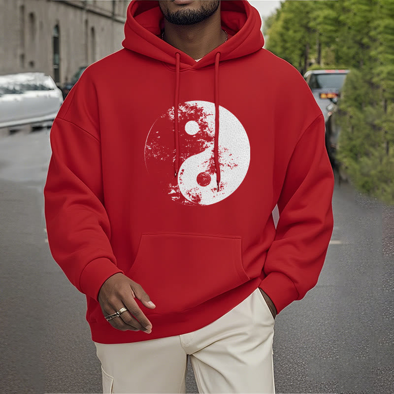 Buddha Stones Yin Yang Tai Chi Pattern Fleece Lined Hoodie