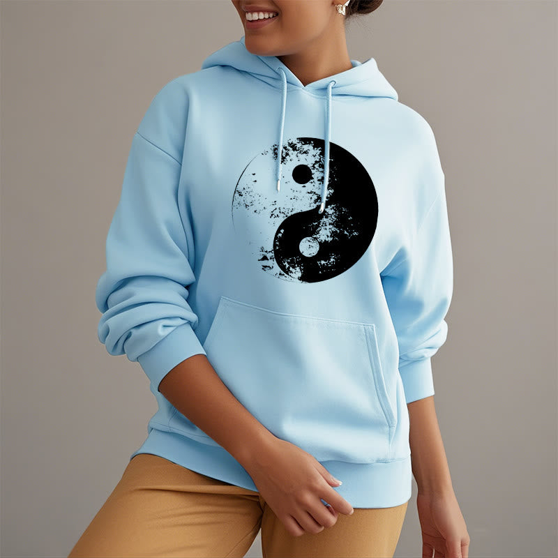 Buddha Stones Yin Yang Tai Chi Pattern Fleece Lined Hoodie