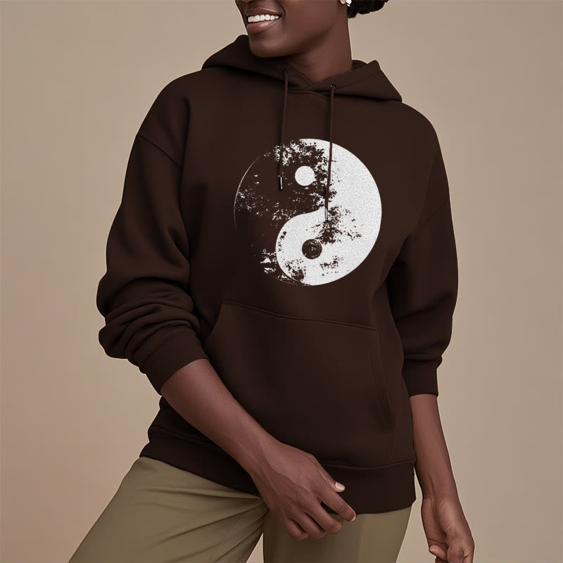 Buddha Stones Yin Yang Tai Chi Pattern Fleece Lined Hoodie