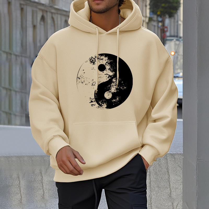 Buddha Stones Yin Yang Tai Chi Pattern Fleece Lined Hoodie