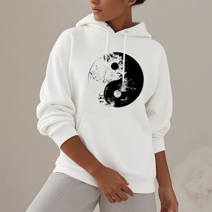 Buddha Stones Yin Yang Tai Chi Pattern Fleece Lined Hoodie