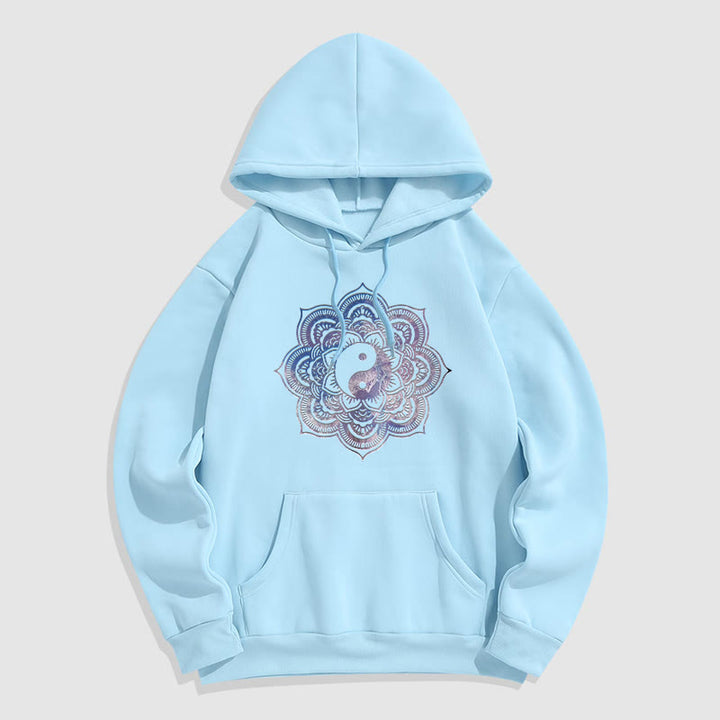 Buddha Stones Mandala Yin Yang Fleece Lined Hoodie