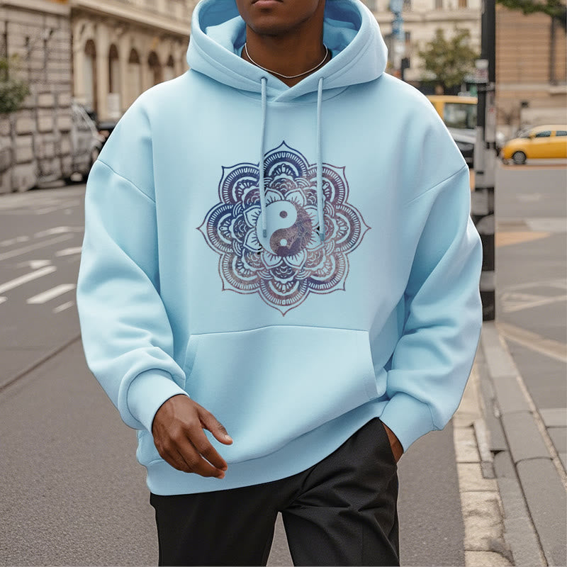 Buddha Stones Mandala Yin Yang Fleece Lined Hoodie