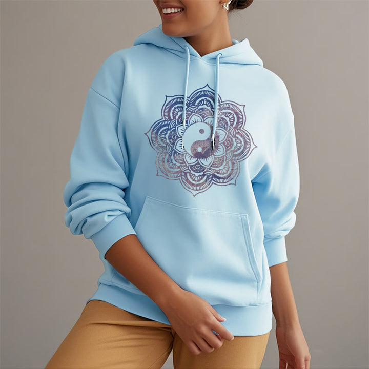 Buddha Stones Mandala Yin Yang Fleece Lined Hoodie