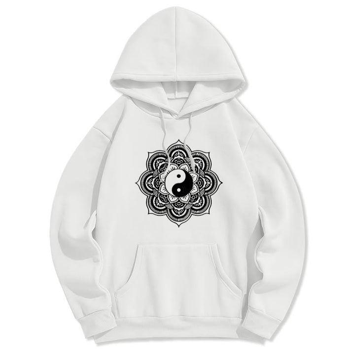 Buddha Stones Mandala Yin Yang Fleece Lined Hoodie