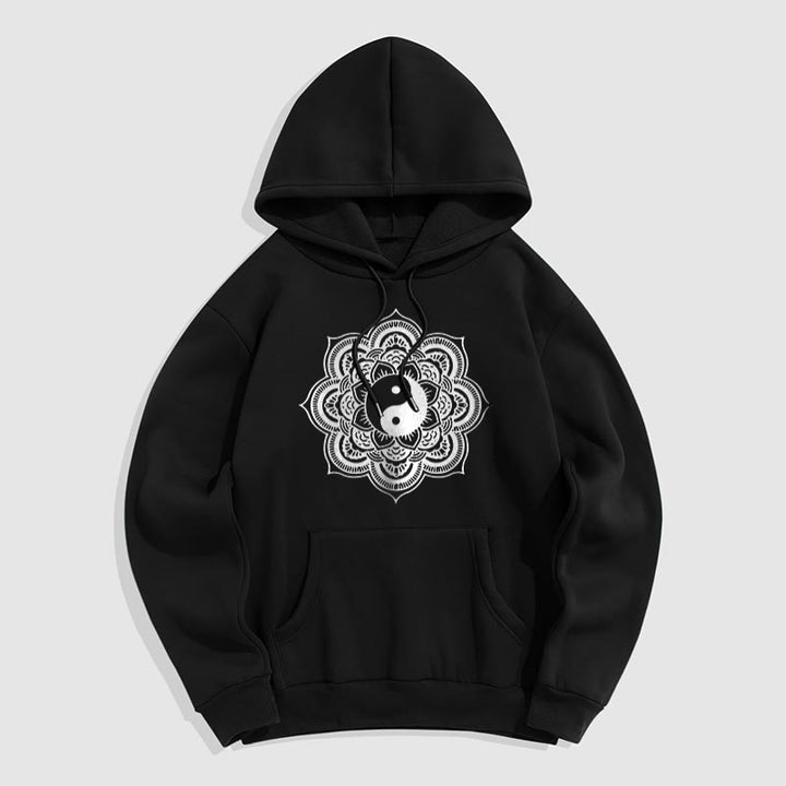 Buddha Stones Mandala Yin Yang Fleece Lined Hoodie