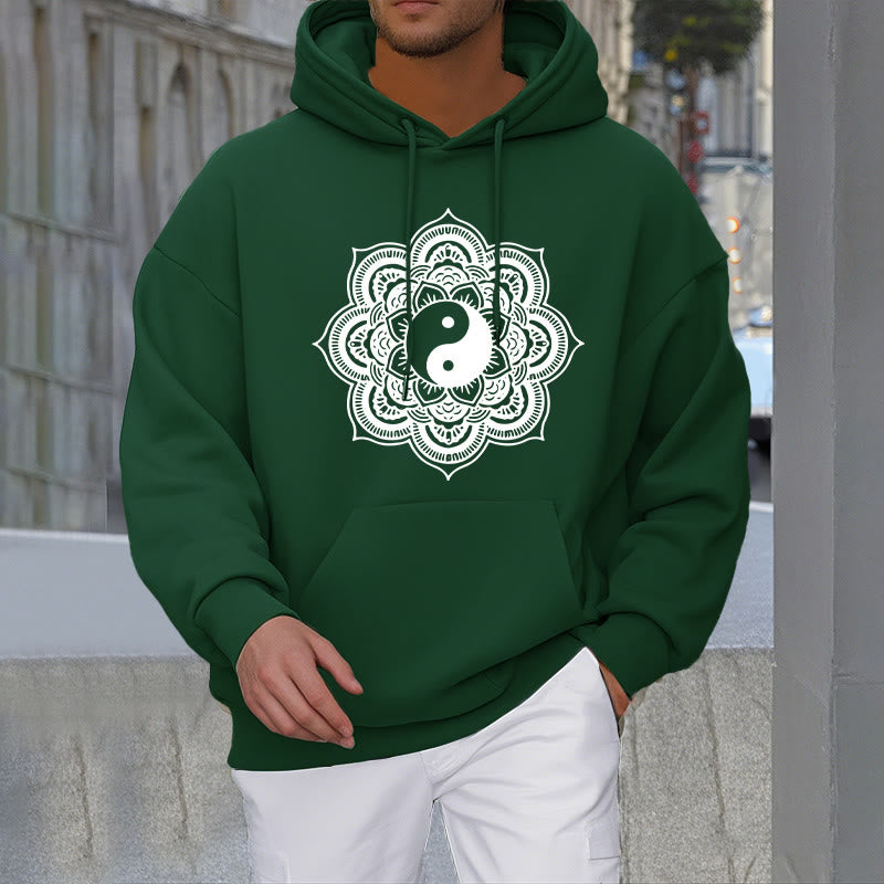 Buddha Stones Mandala Yin Yang Fleece Lined Hoodie