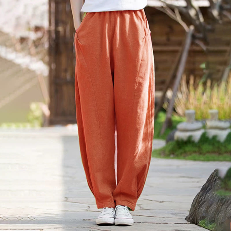 Buddha Stones Casual Cotton Women's Yoga Pants With Pockets - Orange - US14，UK/AU18，EU46 (4XL) - image 14