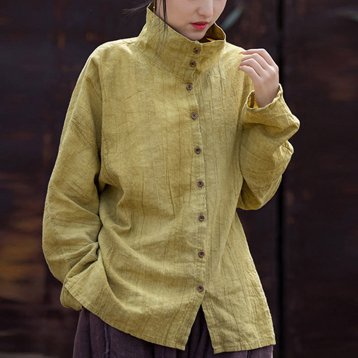Buddha Stones Turtleneck Dyeing Ramie Cotton Chinese Style Cardigan Clothing - Goldenrod - US4-8/10，UK/AU8-12/14，EU36-40/42 (F) - image 0