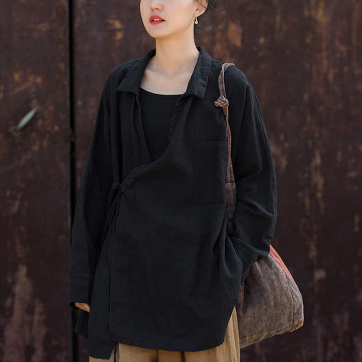 Buddha Stones Meditate Ramie Cotton Clothing - Black - US4-12，UK/AU8-16，EU36-44 (F) - image 15
