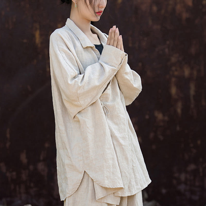 Buddha Stones Meditate Ramie Cotton Clothing - Linen - US4-12，UK/AU8-16，EU36-44 (F) - image 0