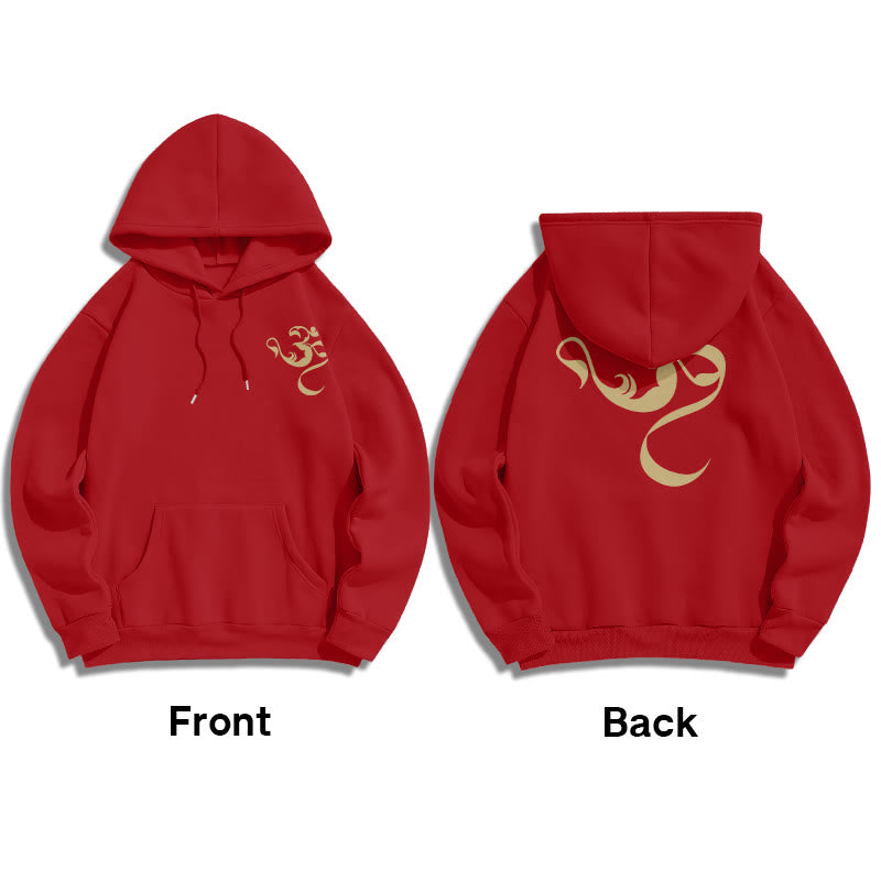 Buddha Stones Om Figure Design Fleece Lined Hoodie