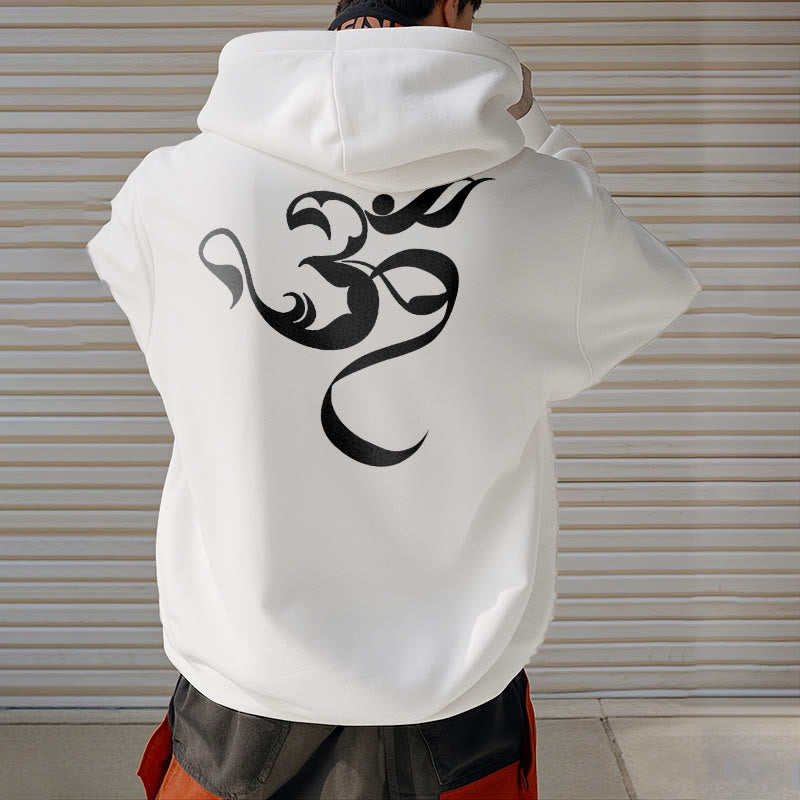 Buddha Stones Om Figure Design Fleece Lined Hoodie