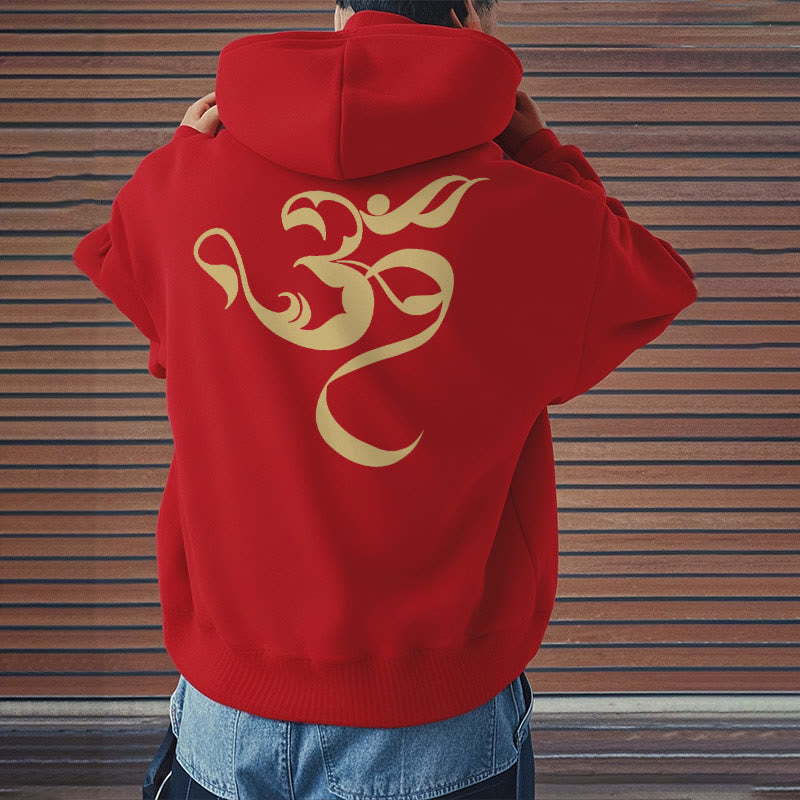 Buddha Stones Om Figure Design Fleece Lined Hoodie