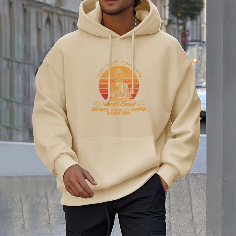 Buddha Stones Never Stop Believing In Hope Buddha Polyester Fleece Lined Hoodie