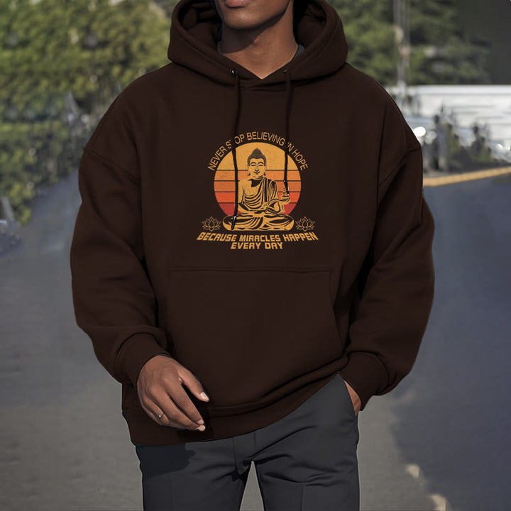 Buddha Stones Never Stop Believing In Hope Buddha Polyester Fleece Lined Hoodie