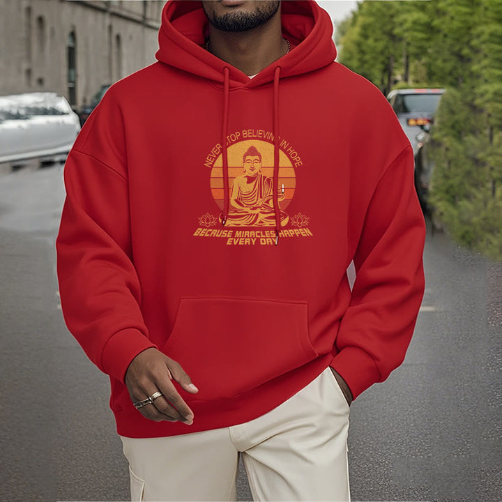 Buddha Stones Never Stop Believing In Hope Buddha Polyester Fleece Lined Hoodie