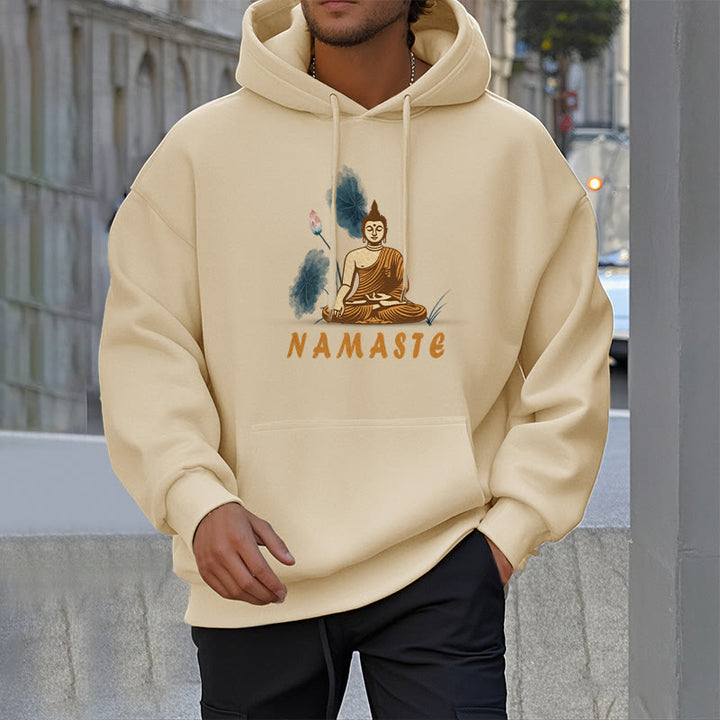 Buddha Stones NAMASTE Meditation Buddha Polyester Fleece Lined Hoodie