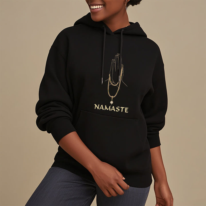 Buddha Stones NAMASTE Polyester Fleece Lined Hoodie