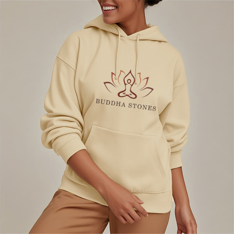 Buddha Stones Lotus Polyester Fleece Lined Hoodie