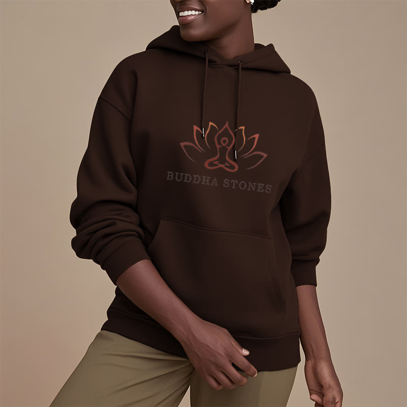 Buddha Stones Lotus Polyester Fleece Lined Hoodie