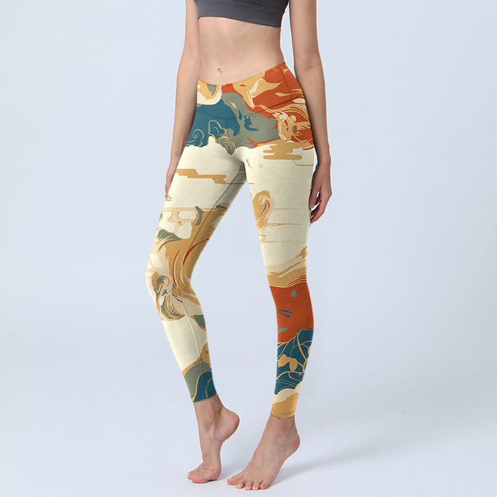 Buddha Stones Colorful Clouds Print Fitness Leggings Women's Yoga Pants