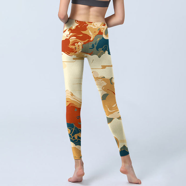 Buddha Stones Colorful Clouds Print Fitness Leggings Women's Yoga Pants - image 6