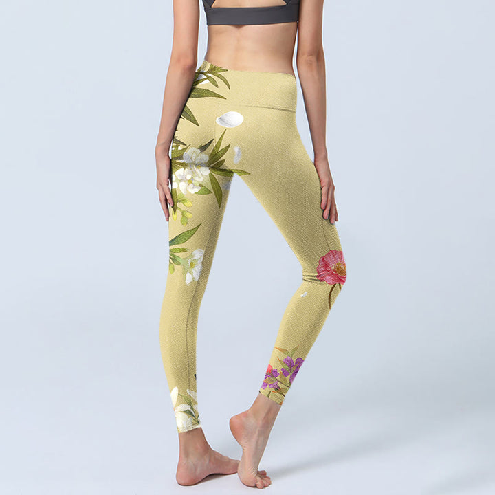 Buddha Stones Flowers Plants Butterfly Print Fitness Leggings Women's Yoga Pants - image 4