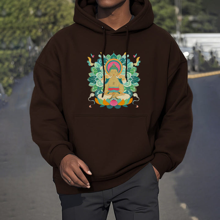 Buddha Stones Butterfly Lotus Buddha-Inspired Fleece Lined Polyester Hoodie