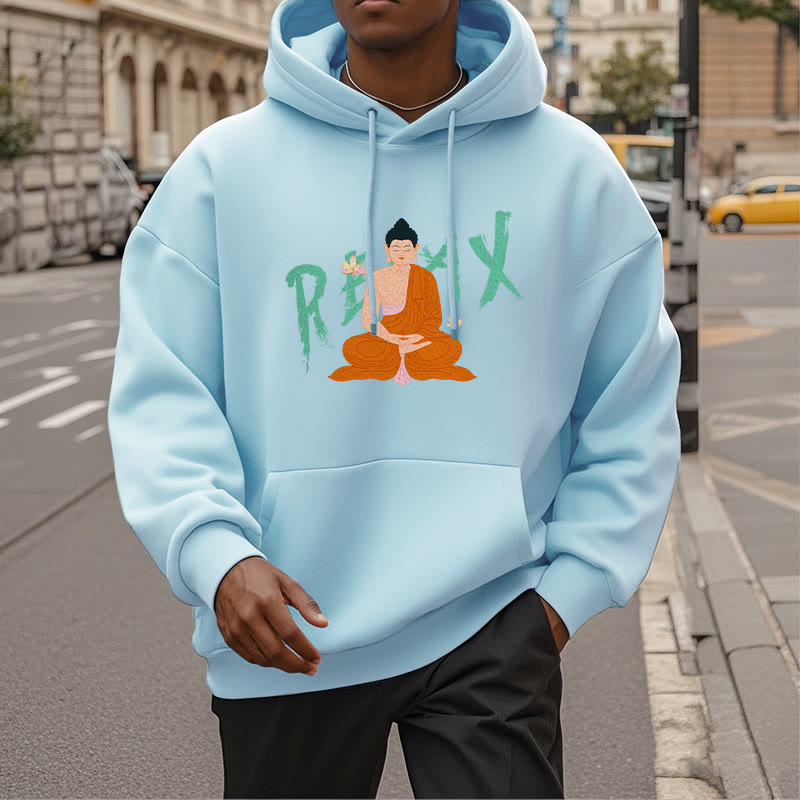 Buddha Stones RELAX Lotus Buddha Fleece Lined Polyester Hoodie