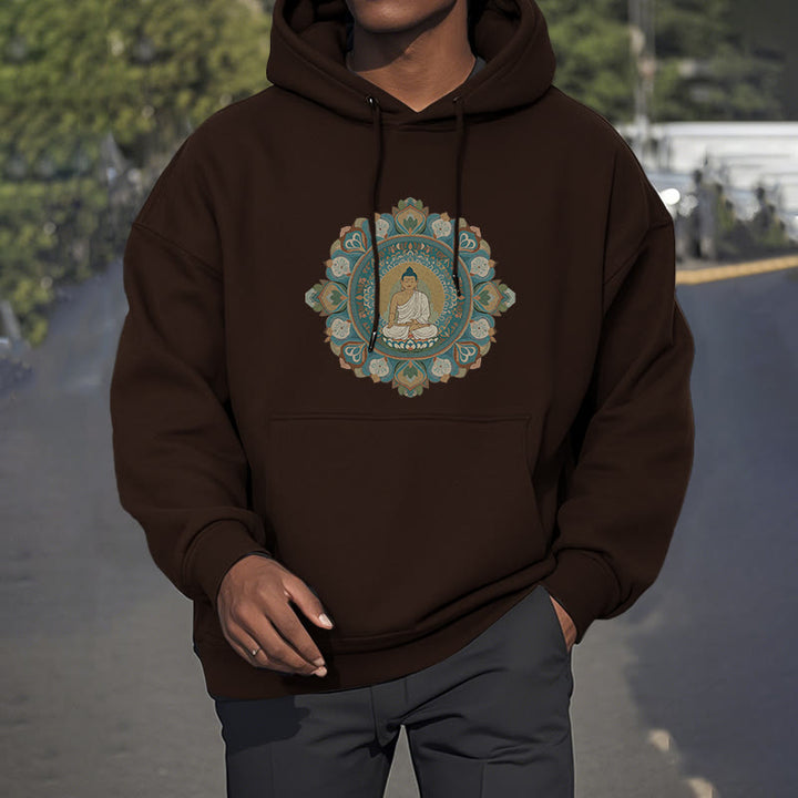 Buddha Stones Mandala Flower Buddha Fleece Lined Polyester Hoodie