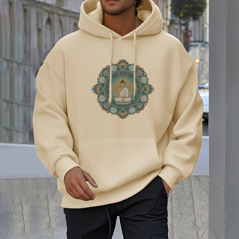 Buddha Stones Mandala Flower Buddha Fleece Lined Polyester Hoodie