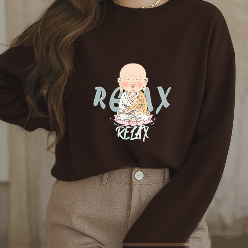 Buddha Stones RELAX Round Neck Fleece Lined Sweatshirt