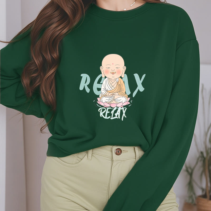 Buddha Stones RELAX Round Neck Fleece Lined Sweatshirt