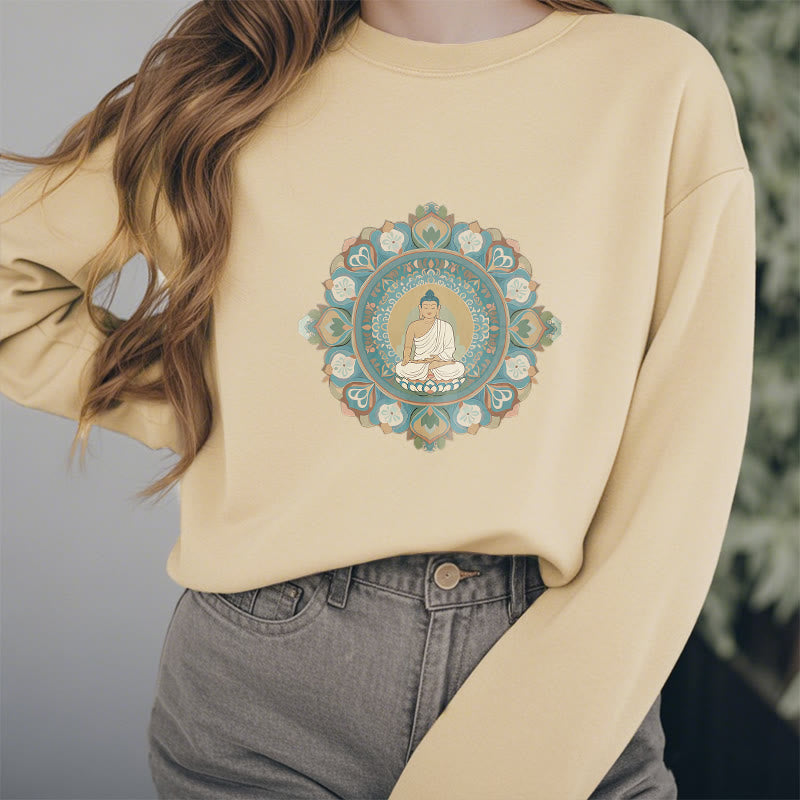 Buddha Stones Mandala Flower Buddha Soft Fleece Lined Sweatshirt