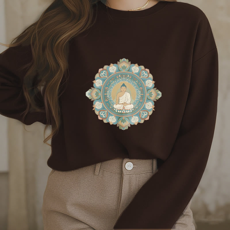 Buddha Stones Mandala Flower Buddha Soft Fleece Lined Sweatshirt