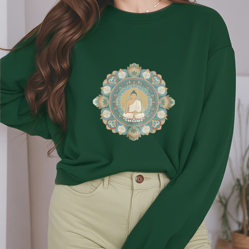 Buddha Stones Mandala Flower Buddha Soft Fleece Lined Sweatshirt