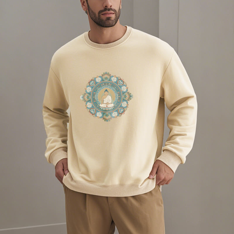 Buddha Stones Mandala Flower Buddha Soft Fleece Lined Sweatshirt