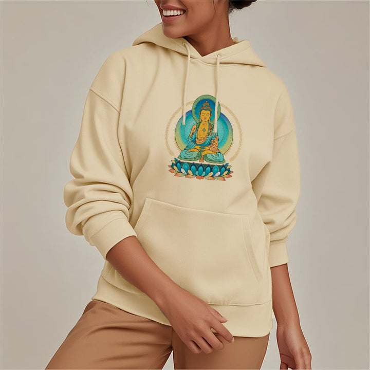 Buddha Stones Lotus Buddha Fleece Lined Polyester Hoodie