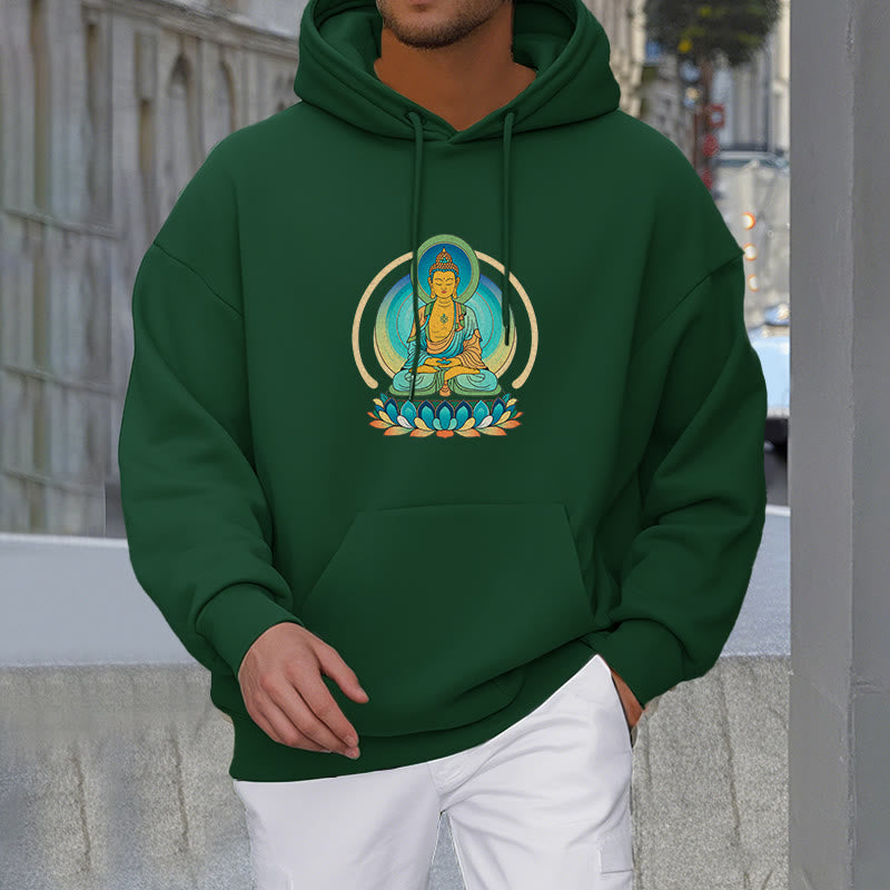 Buddha Stones Lotus Buddha Fleece Lined Polyester Hoodie