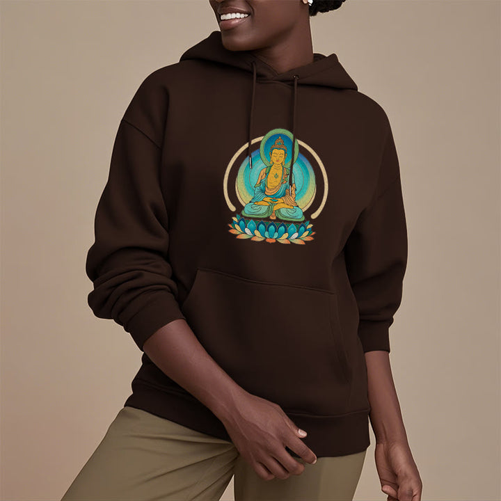 Buddha Stones Lotus Buddha Fleece Lined Polyester Hoodie