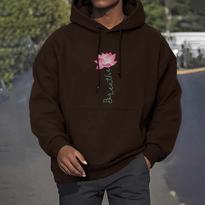 Buddha Stones BREATHE Lotus Fleece Lined Polyester Hoodie