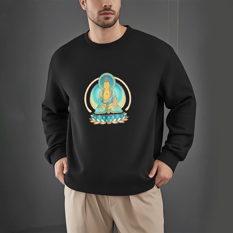 Buddha Stones Lotus Meditation Buddha Fleece Lined Sweatshirt