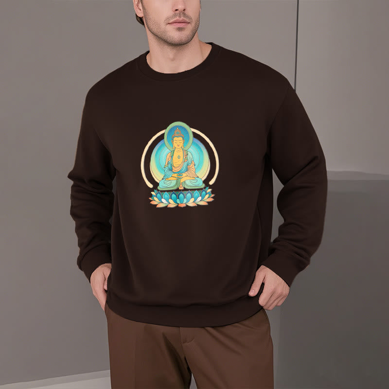 Buddha Stones Lotus Meditation Buddha Fleece Lined Sweatshirt