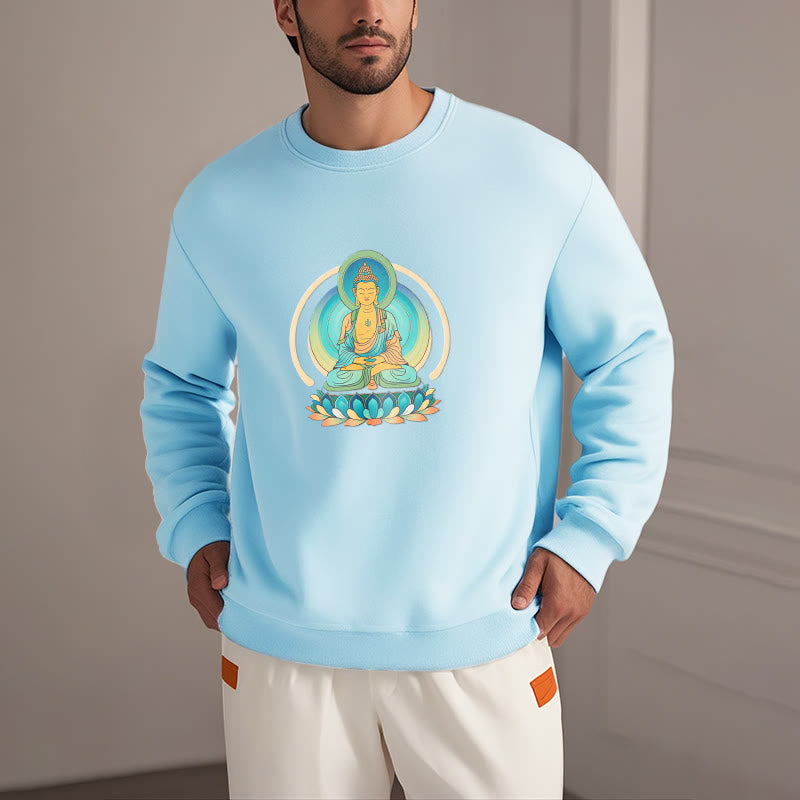 Buddha Stones Lotus Meditation Buddha Fleece Lined Sweatshirt